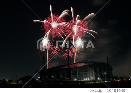 夏の夜を彩る、花火の美しき瞬間(豊田おいでんまつり 豊田スタジアム 愛知県 豊田市) 夏の夜を彩る、花火の美しき瞬間(豊田おいでんまつり 豊田スタジアム 愛知県 豊田市) 104816494