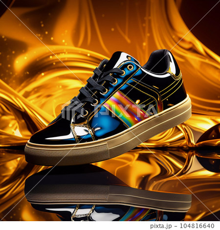 Luxury Fashion Sneakers on Abstract Background 104816640