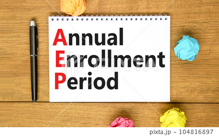 AEP symbol. Concept words AEP Annual enrollment period on beautiful white note. Beautiful wooden table wooden background. Medical and AEP Annual enrollment period concept. Copy space. AEP symbol. Concept words AEP Annual enrollment period on beautiful white note. Beautiful wooden table wooden background. Medical and AEP Annual enrollment period concept. Copy space. 104816897