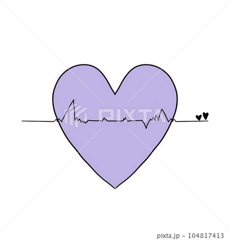 heartbeat Icon, Illustration, Logo,Tangled grungy heart, colour 104817413