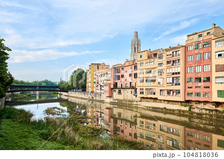 View of old town Girona, Catalonia, Spain, Europe. Summer travel. View of old town Girona, Catalonia, Spain, Europe. Summer travel. 104818036