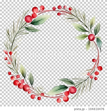 Watercolor Christmas Wreath. Illustration AI Generative 104818476