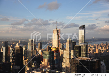 Bird's eye view of the skyline of New York City, USA 104818704