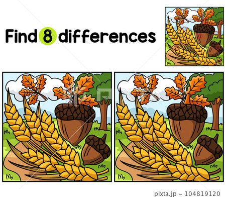 Thanksgiving Wheat and Acorn Find The Differences Thanksgiving Wheat and Acorn Find The Differences 104819120