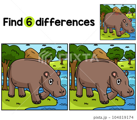 Hippo Animal Find The Differences 104819174