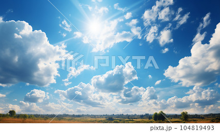 美しい青空に広がる雲のパノラマ背景 美しい青空に広がる雲のパノラマ背景 104819493