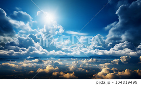 美しい青空に広がる雲のパノラマ背景 美しい青空に広がる雲のパノラマ背景 104819499
