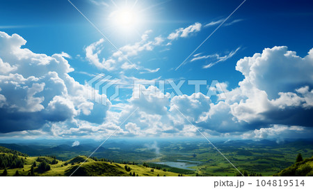 美しい青空に広がる雲のパノラマ背景 美しい青空に広がる雲のパノラマ背景 104819514