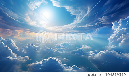美しい青空に広がる雲のパノラマ背景 美しい青空に広がる雲のパノラマ背景 104819549