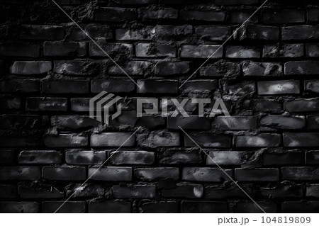 デザイン用の黒いレンガの壁、暗い背景 104819809