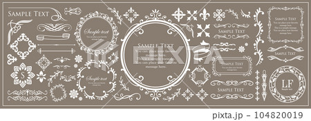 高級感のあるビンテージ調のフレームデザインセット　罫線　枠　ウエディング　ビンテージ　アンティーク 104820019