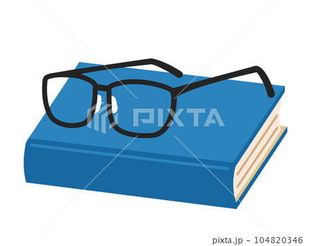 本とメガネの読書をイメージしたイラスト 本とメガネの読書をイメージしたイラスト 104820346