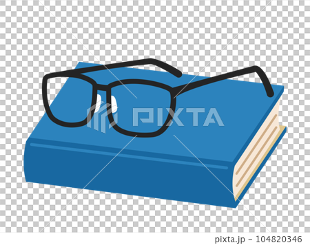 本とメガネの読書をイメージしたイラスト 本とメガネの読書をイメージしたイラスト 104820346