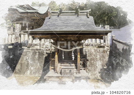 水彩画風　和気神社　大神宮　岡山県和気町 104820716