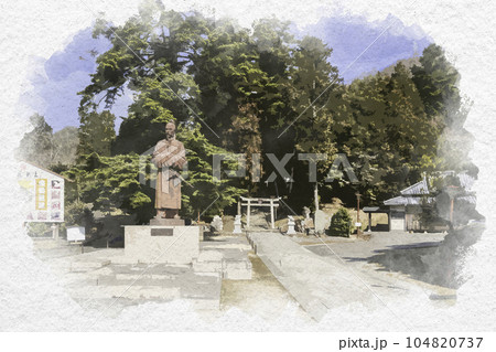 水彩画風　和気神社　二の鳥居　岡山県和気町 104820737