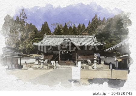 水彩画風 和気神社 拝殿 岡山県和気町 水彩画風 和気神社 拝殿 岡山県和気町 104820742