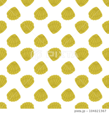 Summer abstract seamless pattern of marine plants. Shell. Marine theme. Print design, wallpaper, packaging. Vector flat illustration. Summer abstract seamless pattern of marine plants. Shell. Marine theme. Print design, wallpaper, packaging. Vector flat illustration. 104821367