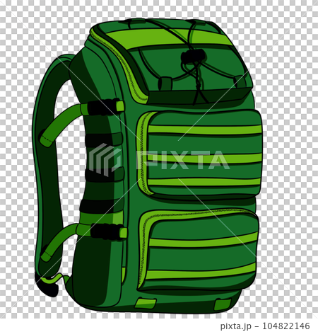 Illustration of green climbing and hiking bag painting for design  104822146