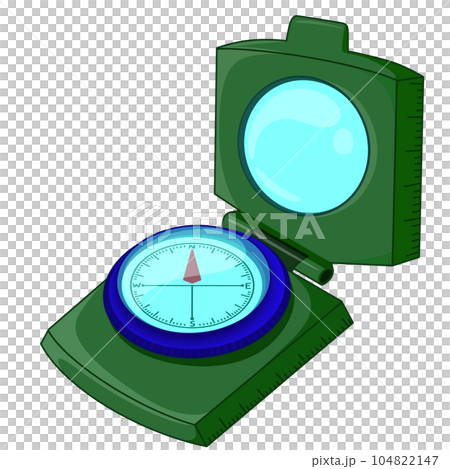 Illustration of green compass hiking painting for design 104822147
