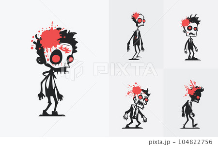 Illustration set of zombie characters with a grey background Illustration set of zombie characters with a grey background 104822756