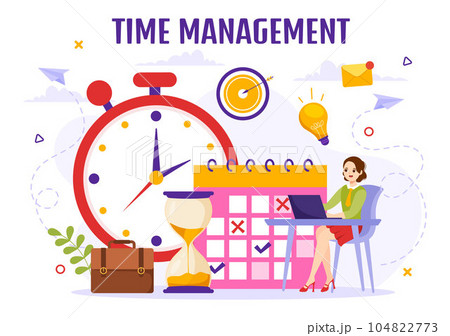 Time Management Vector Illustration with Clock Controls and Tasks Planning Training Activities Schedule in Flat Cartoon Hand Drawn Templates Time Management Vector Illustration with Clock Controls and Tasks Planning Training Activities Schedule in Flat Cartoon Hand Drawn Templates 104822773