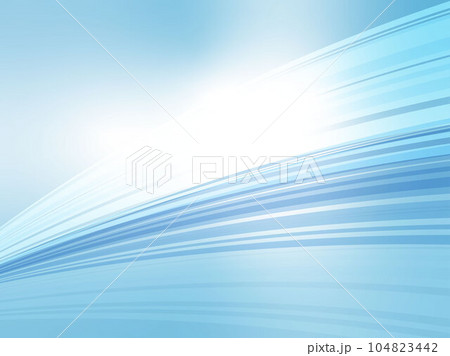 高速で広がるネットワークラインイメージの波型抽象背景素材_ライトブルー 104823442