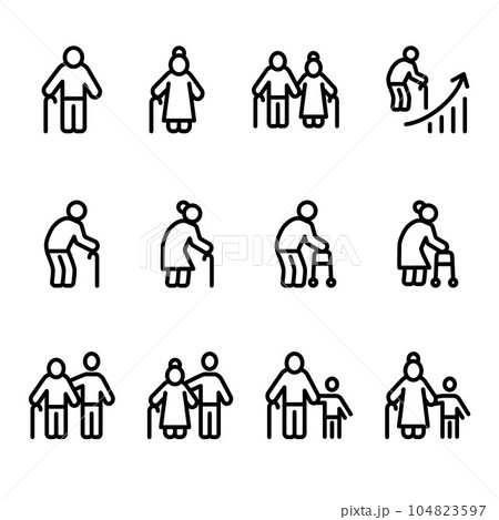 高齢者のアイコンセット 高齢者のアイコンセット 104823597