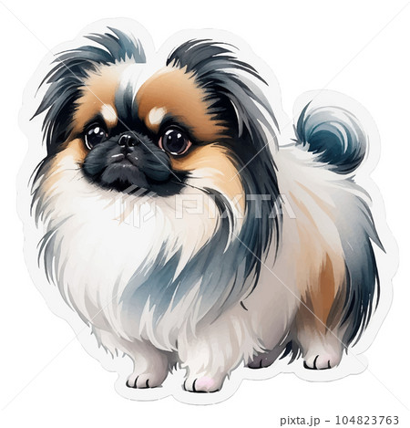 Cute real touch Pekingese - Stock Illustration [104823763