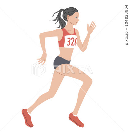ランニングする女性の全身イラスト素材 ランニングする女性の全身イラスト素材 104823904