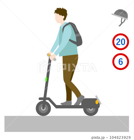 電動キックボードに乗る男性 電動キックボードに乗る男性 104823929