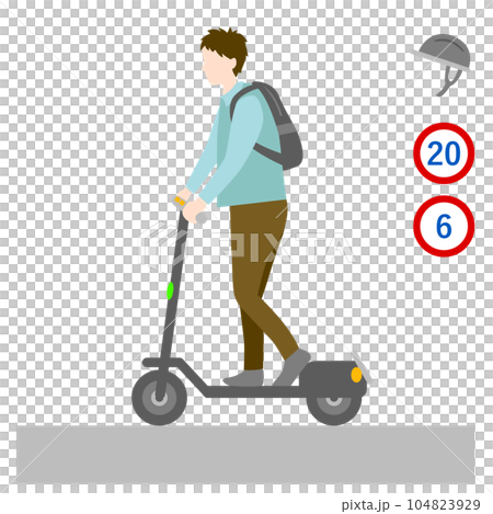 電動キックボードに乗る男性 電動キックボードに乗る男性 104823929