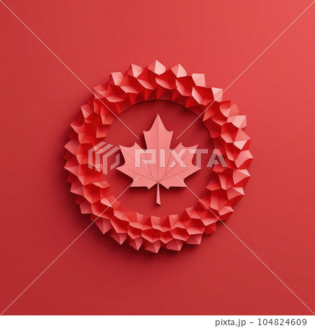 Proudly Canadian Minimalistic 3D Craft Illustration for Canada Day Festivities. 104824609