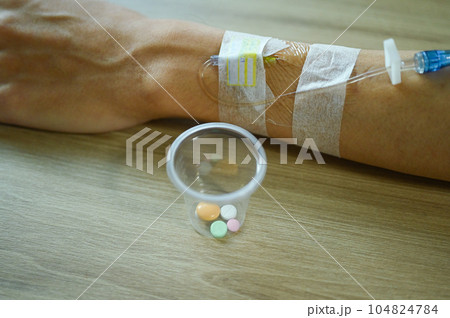 intravenous fluid for treat patient in the hospital 104824784
