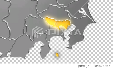 Tokyo shines golden in the metallic Japanese archipelago seen in balanced projection Tokyo shines golden in the metallic Japanese archipelago seen in balanced projection 104824867