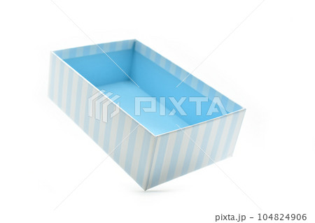 beautiful blue paper box on white background, package for design beautiful blue paper box on white background, package for design 104824906