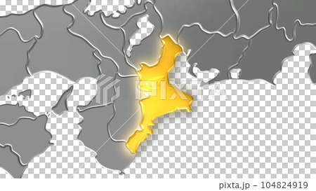 Mie Prefecture shines gold in the metallic Japanese archipelago seen in balanced projection 104824919