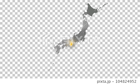 平衡投影で見る金属調の日本列島で金色に輝く奈良県 平衡投影で見る金属調の日本列島で金色に輝く奈良県 104824952