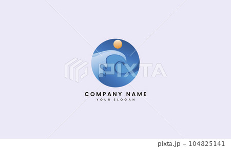 Beach Wave and Water logo design blue circle Beach Wave and Water logo design blue circle 104825141