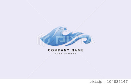 Ocean wave water, blue logo element sea 104825147