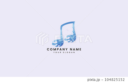 simple blue wave note logo design 104825152