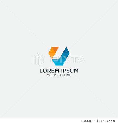digital abstract V logo letter V monogram 104826356