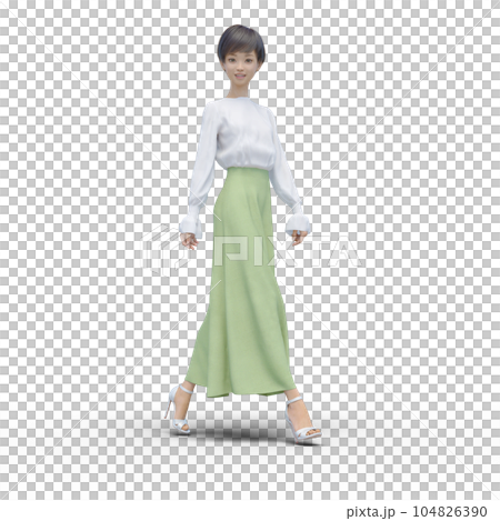 ロングスカートの若い女性 perming3DCGイラスト素材 ロングスカートの若い女性 perming3DCGイラスト素材 104826390
