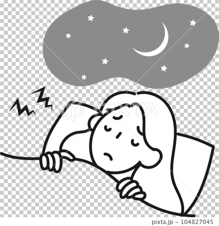一個無法入睡且壓力很大的年輕女子的插圖 104827045