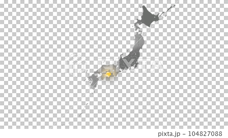 平衡投影で見る金属調の日本列島で金色に輝く徳島県 平衡投影で見る金属調の日本列島で金色に輝く徳島県 104827088