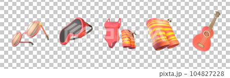 3D icon summer collection rendered isolated on the transparent background 3D icon summer collection rendered isolated on the transparent background 104827228