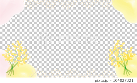 Mimosa watercolor frame 16:9 104827321