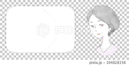 左側的語音氣泡：一名婦女的插圖 104828156