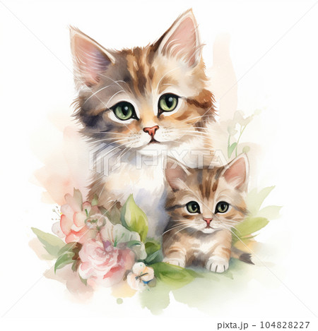 花と親子猫 花と親子猫 104828227