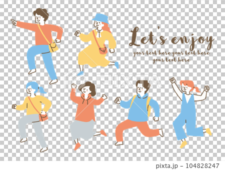 Set of people having fun _ color 104828247