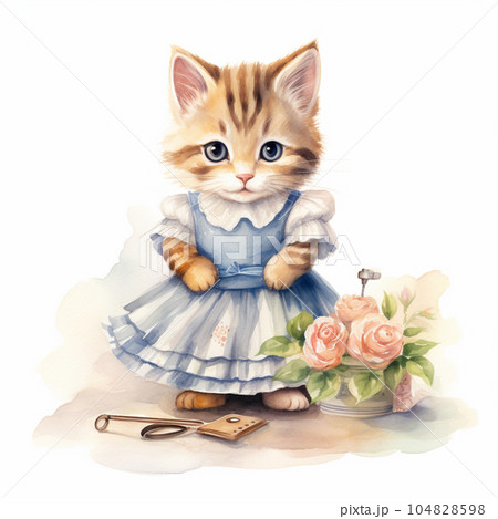 青いワンピースの可愛い子猫8 104828598
